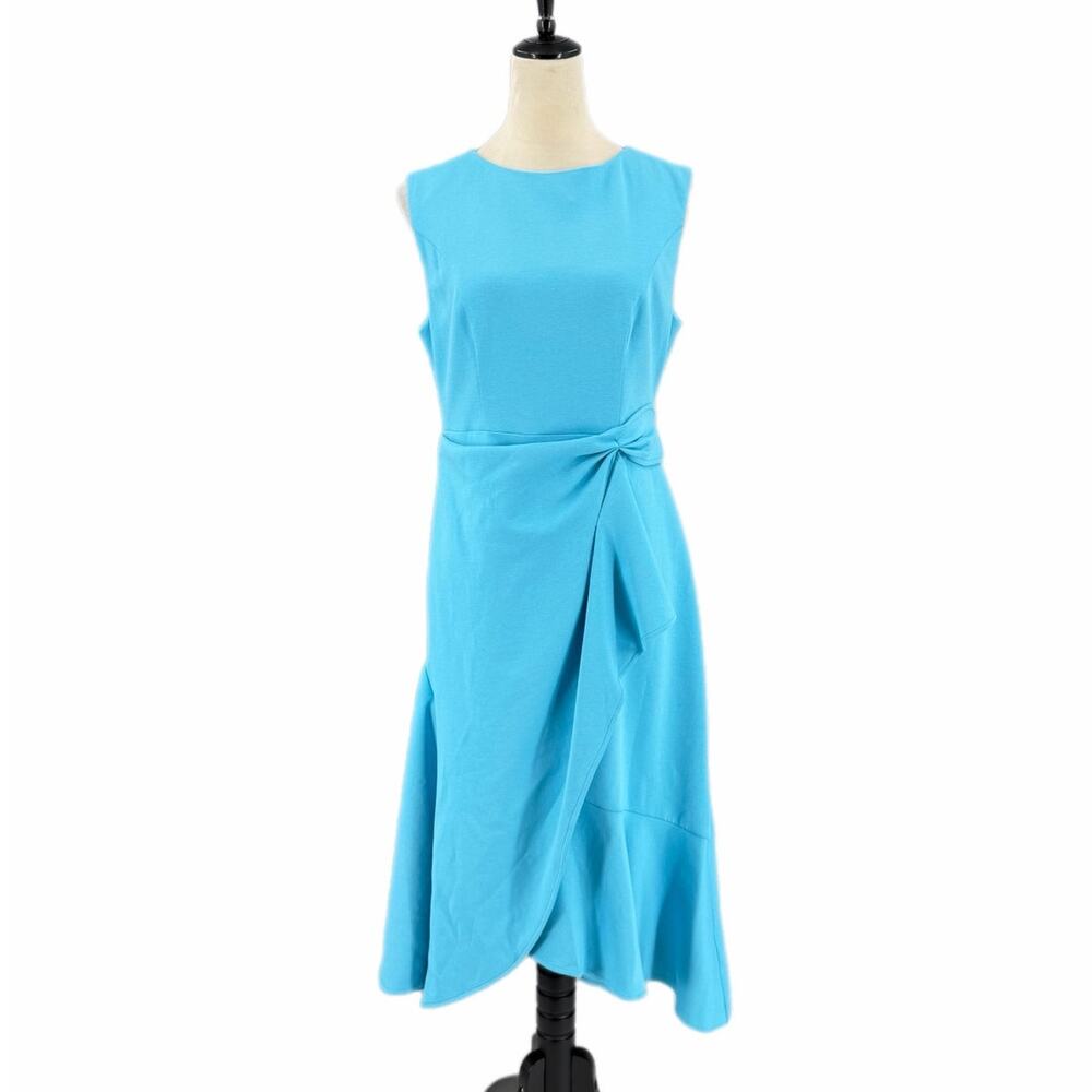 Fehaute NEW Bright Blue Asymmetrical Faux Wrap Party Summer Chic Cocktail Dress